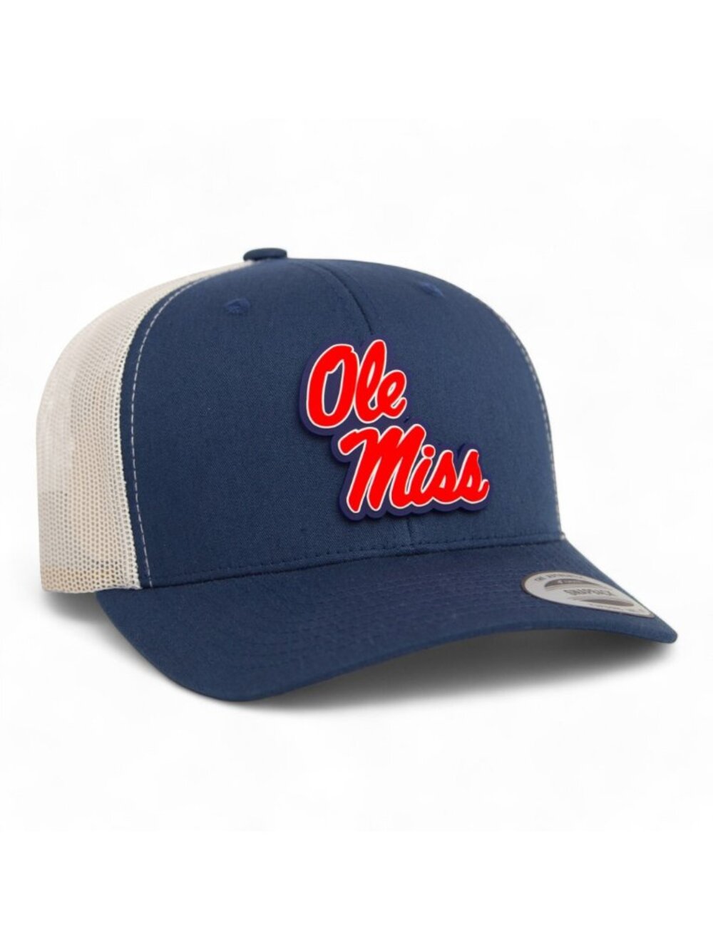 Ole Miss Rebels 3D YP Snapback Trucker Hat- Navy/ Silver